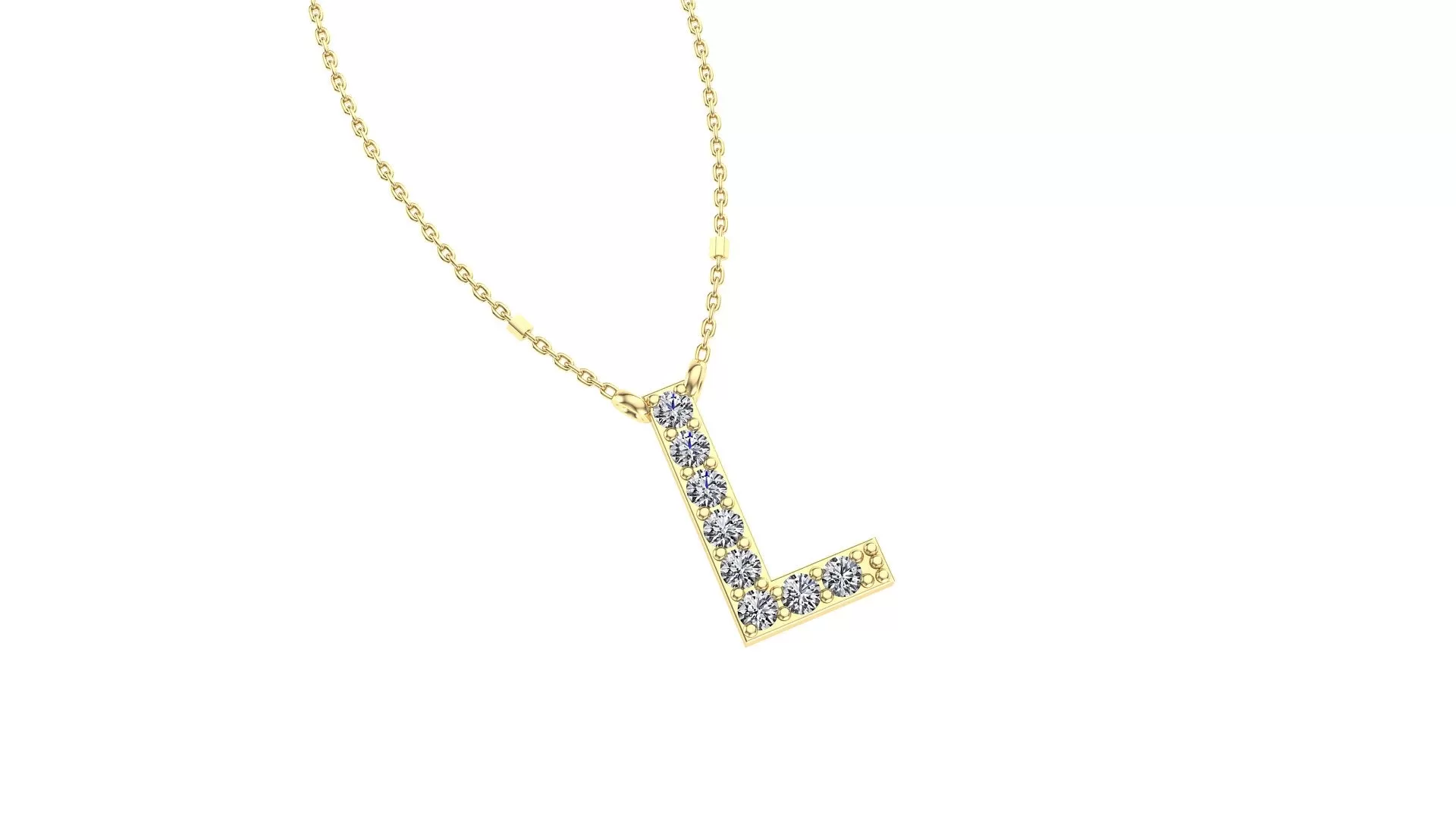 Initial L Diamond Pendant 14K Gold DIP012