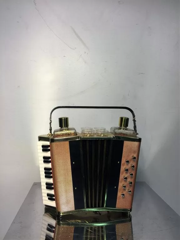 Japanese Mid-Century Accordion-Shaped Musical Portable Bar