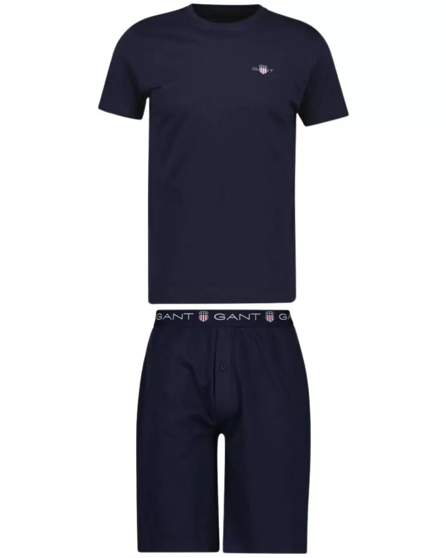 Jersey T-Shirt & Shorts Pyjama Set, Navy