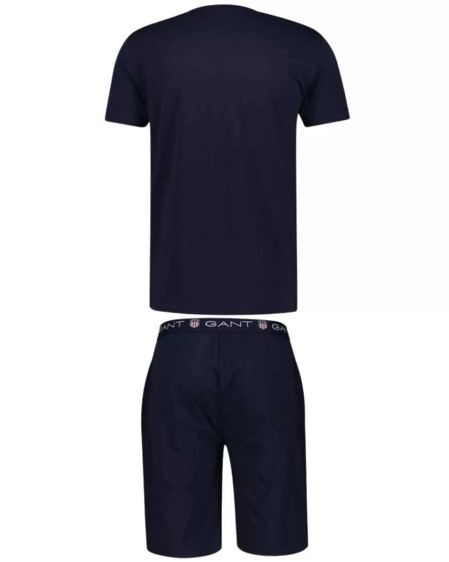 Jersey T-Shirt & Shorts Pyjama Set, Navy