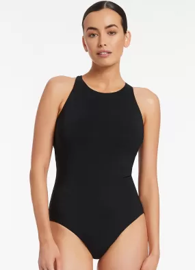 JETSET High Neck Cross Back DD/E One Piece - Black