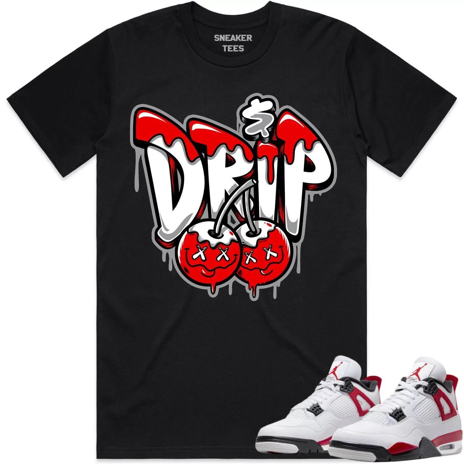 Jordan 4 Red Cement 4s Shirt to Match - RED MONEY DRIP