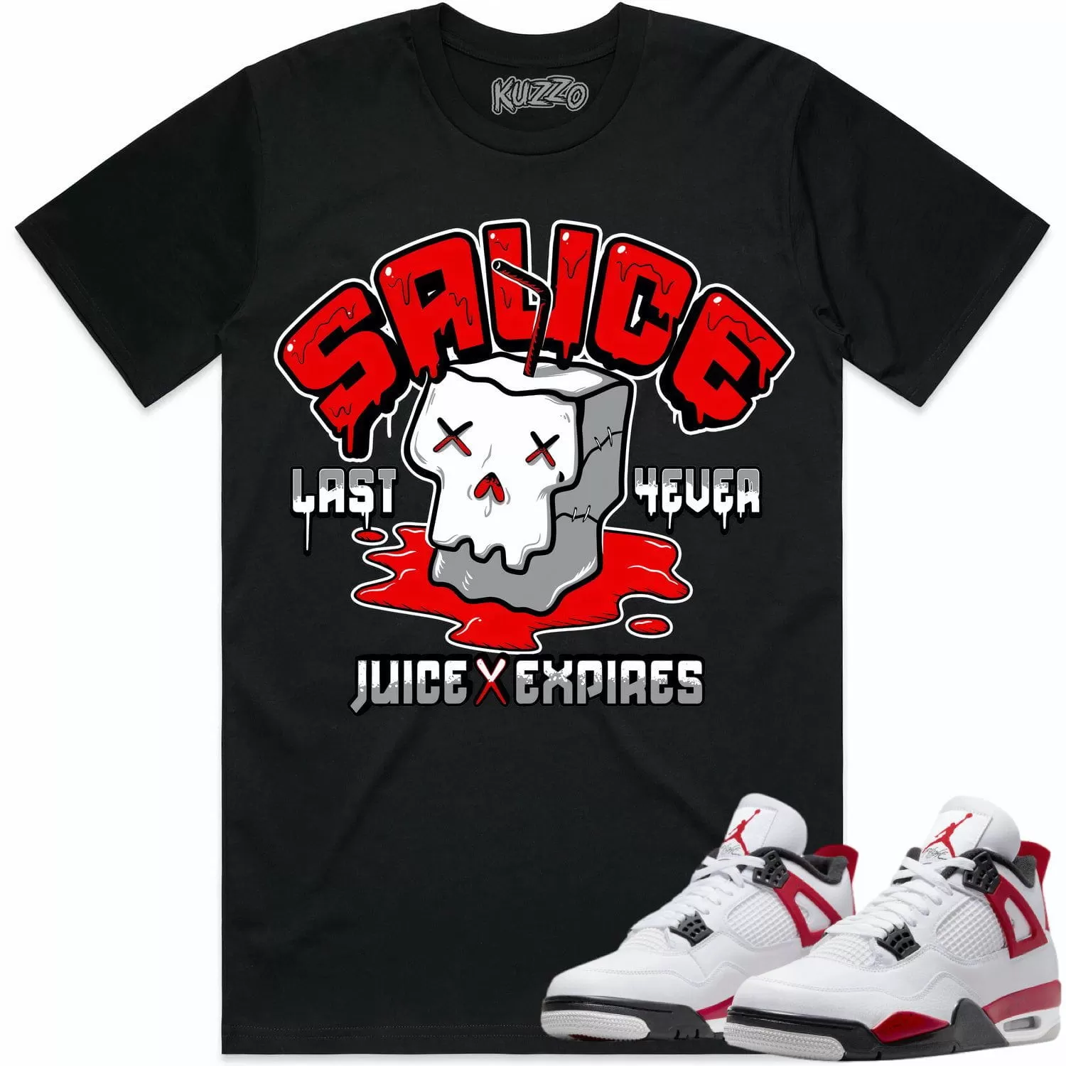 Jordan 4 Red Cement 4s Shirt to Match - RED SAUCE