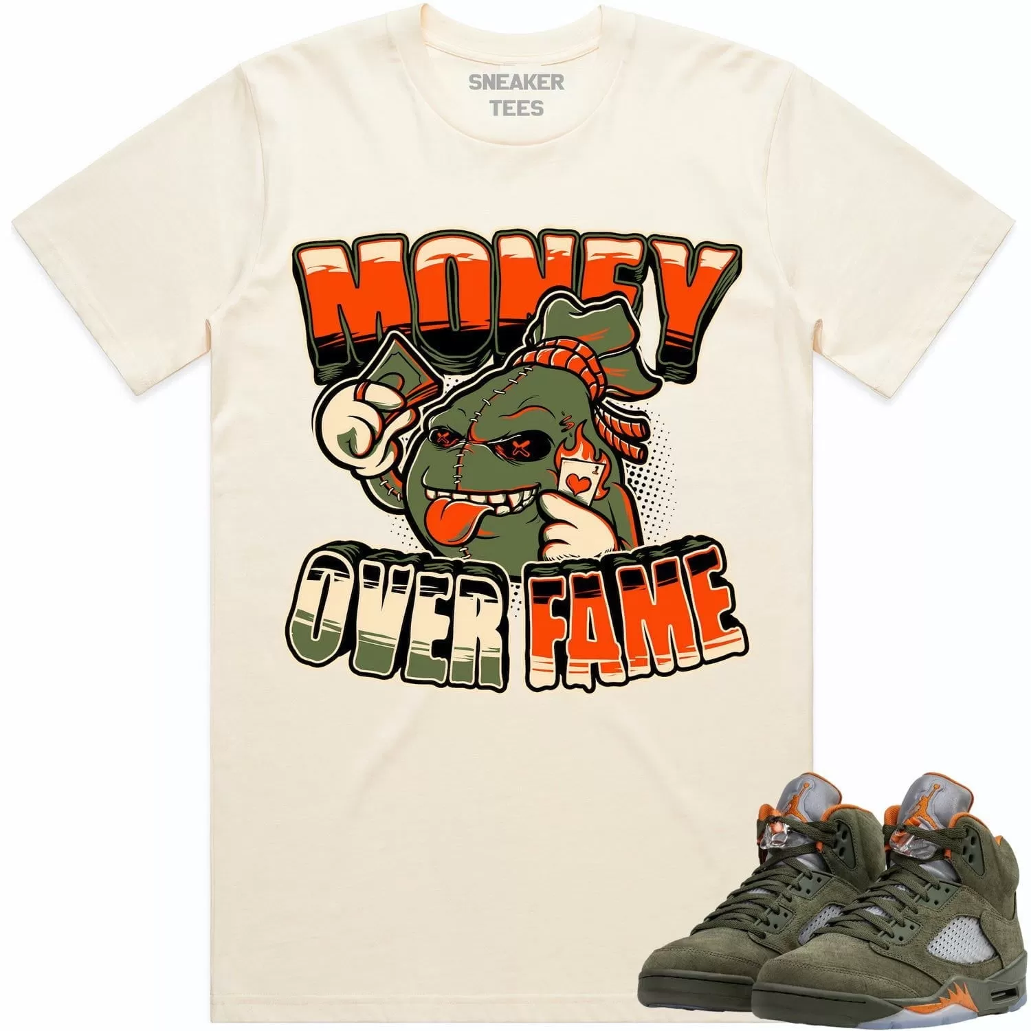 Jordan Retro 5 Olive 5s Shirt to Match - CELADON MOF