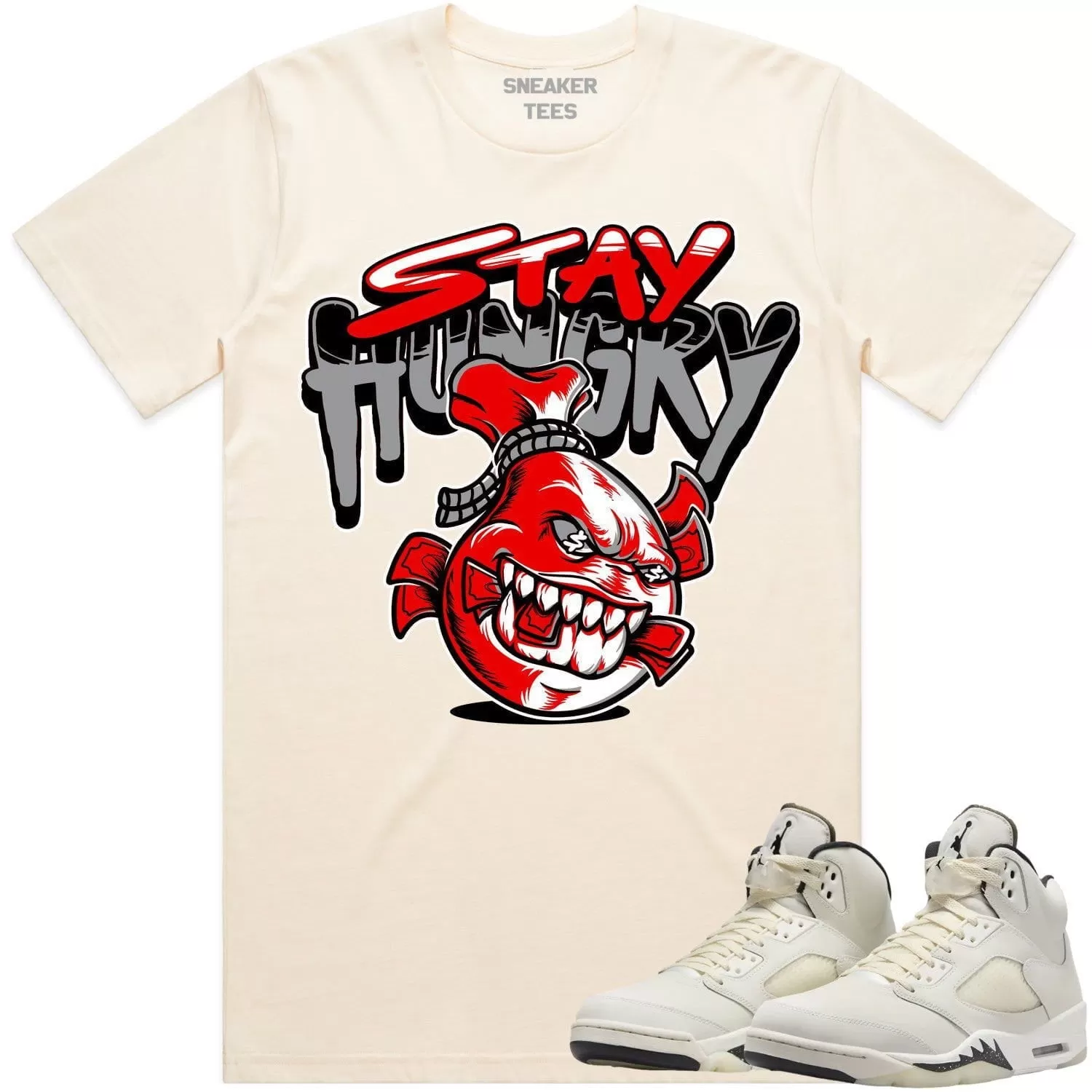 Jordan Retro 5 Sail 5s Shirt to Match - RED STAY HUNGRY