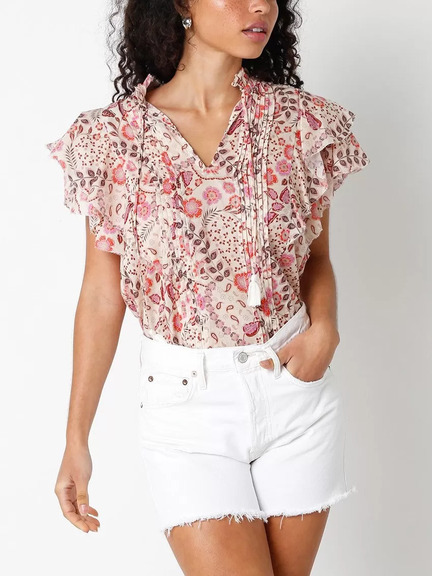 Karina Floral Ruffle Sleeve Top