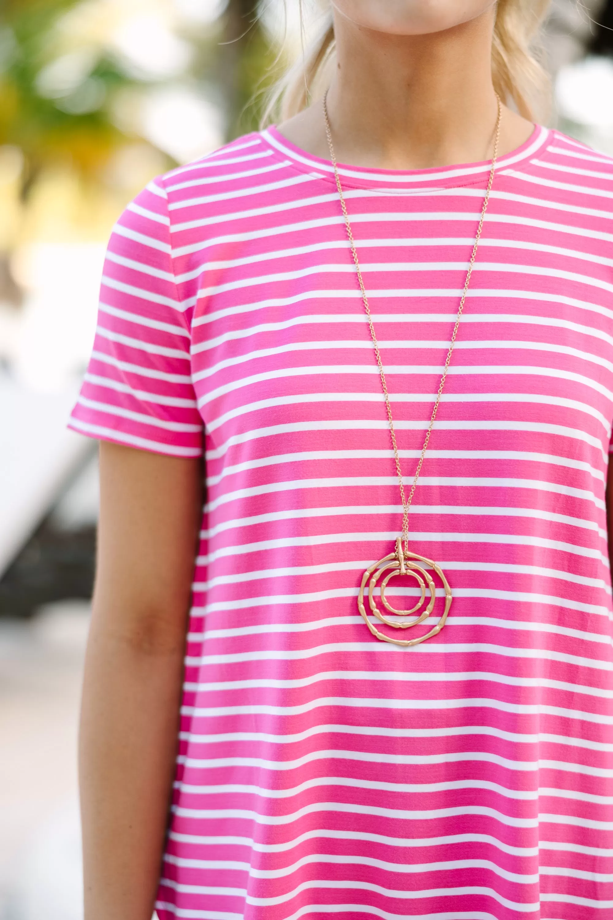 Let's Meet Later Fuchsia Pink Striped Top