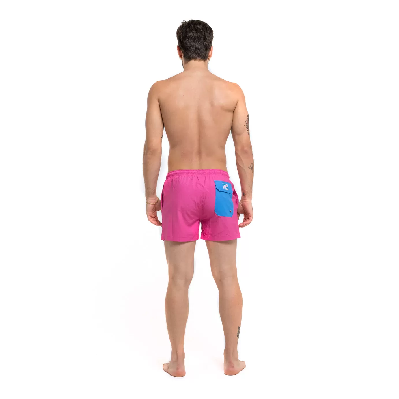 Magenta Blue Pocket Swim Trunks