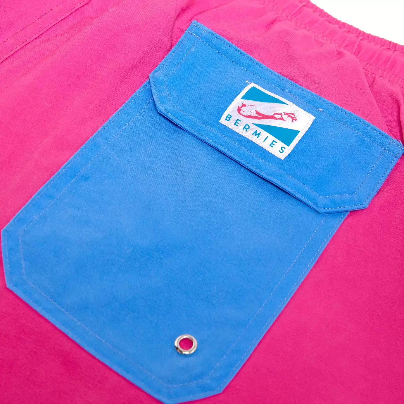 Magenta Blue Pocket Swim Trunks