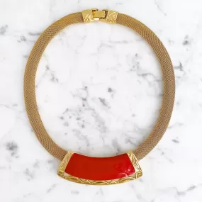 MAHONEY Monet red and gold mesh necklace