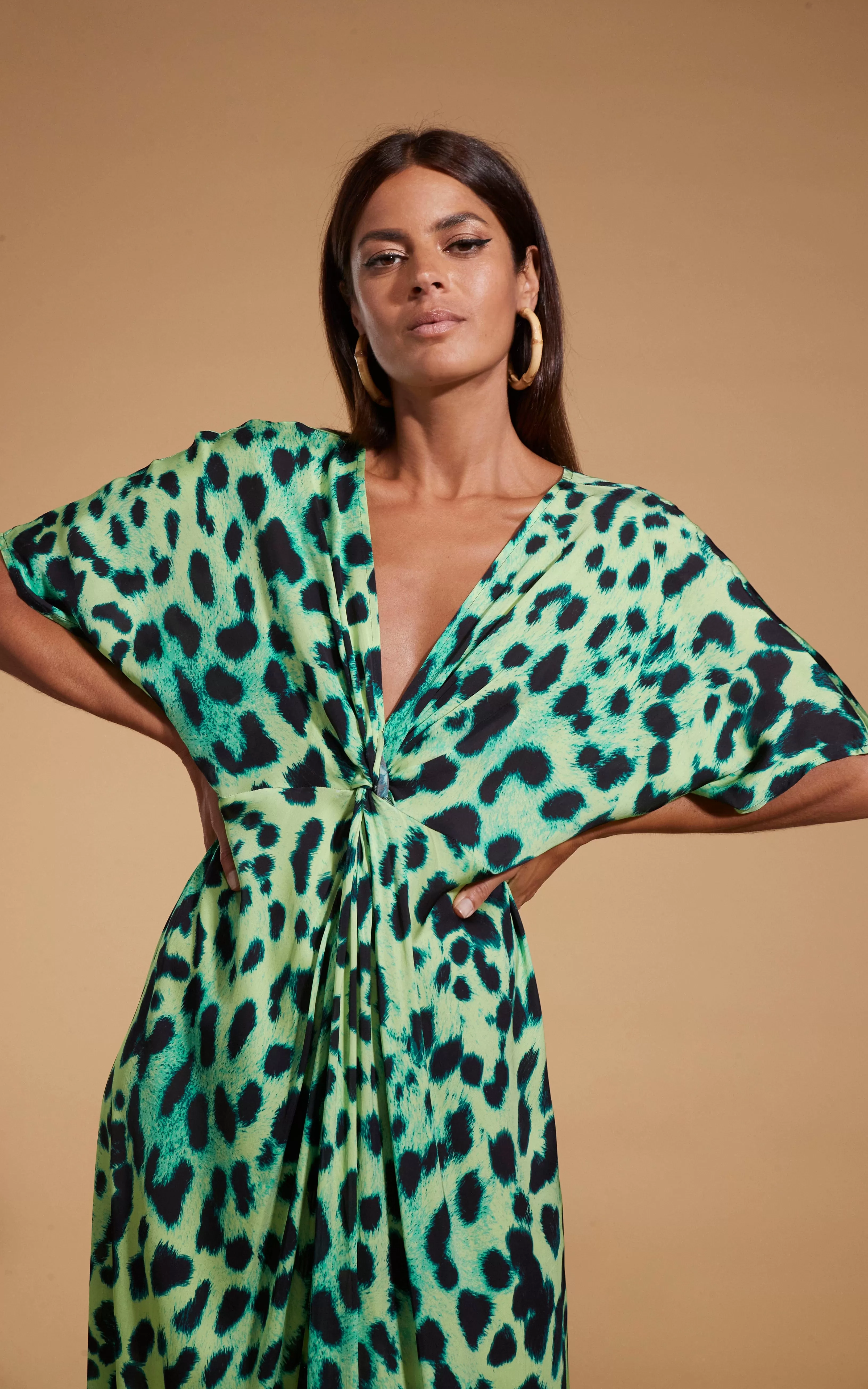 Makuna Kaftan In Lime Leopard