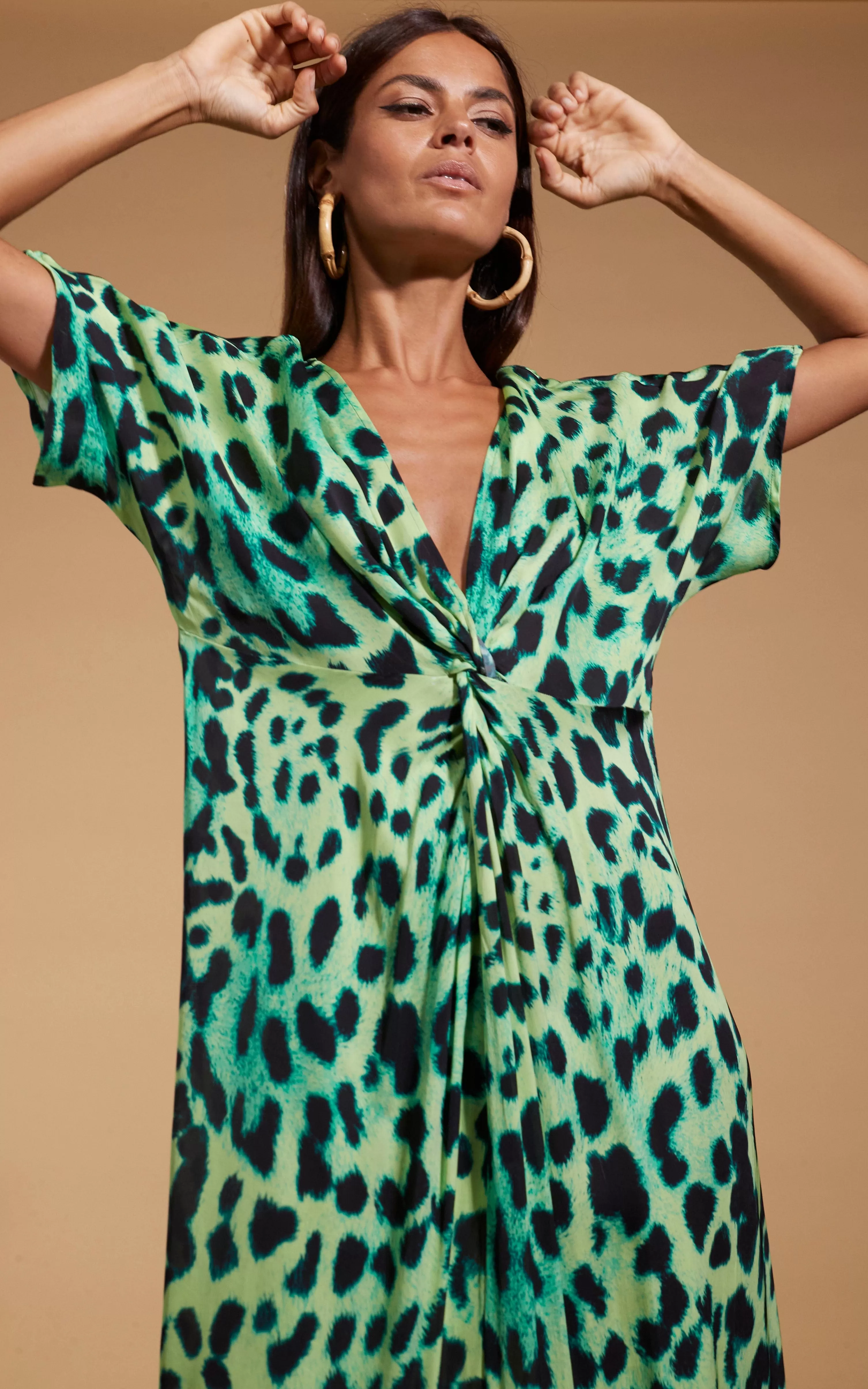 Makuna Kaftan In Lime Leopard