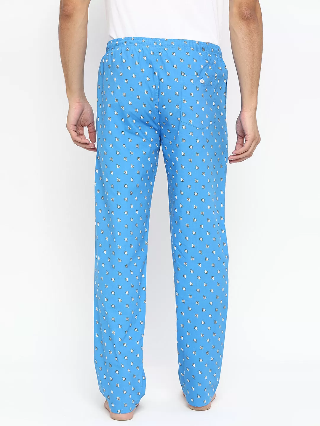 Men Premium Royalblue Cotton Woven Pyjama - UnderJeans by Spykar