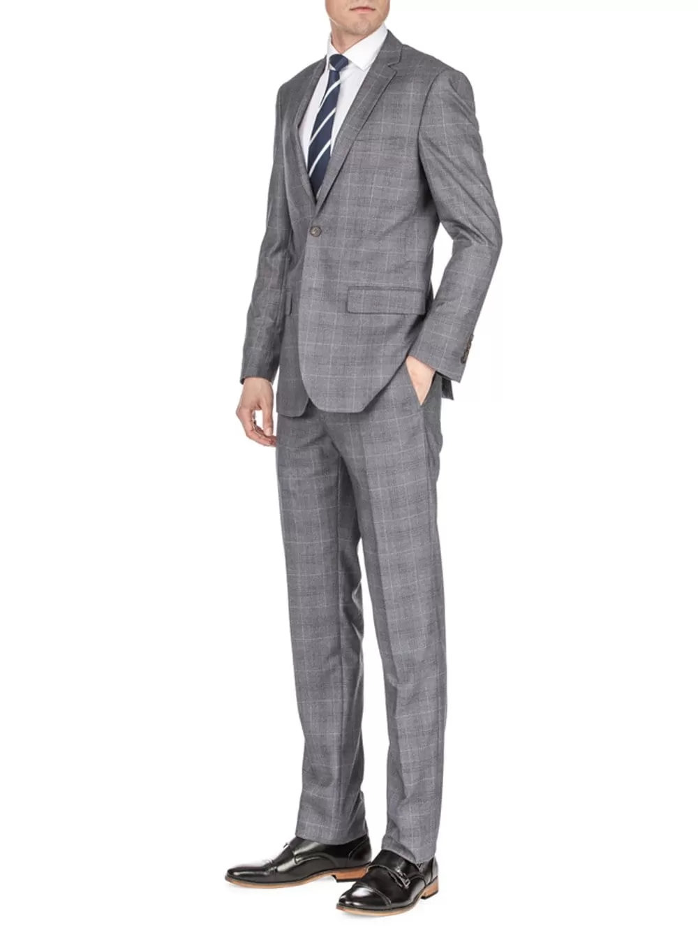 Men's Harrogate Windowpane Slim Fit 2PC Suits