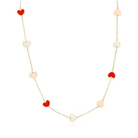 Mixed Heart Station Necklace