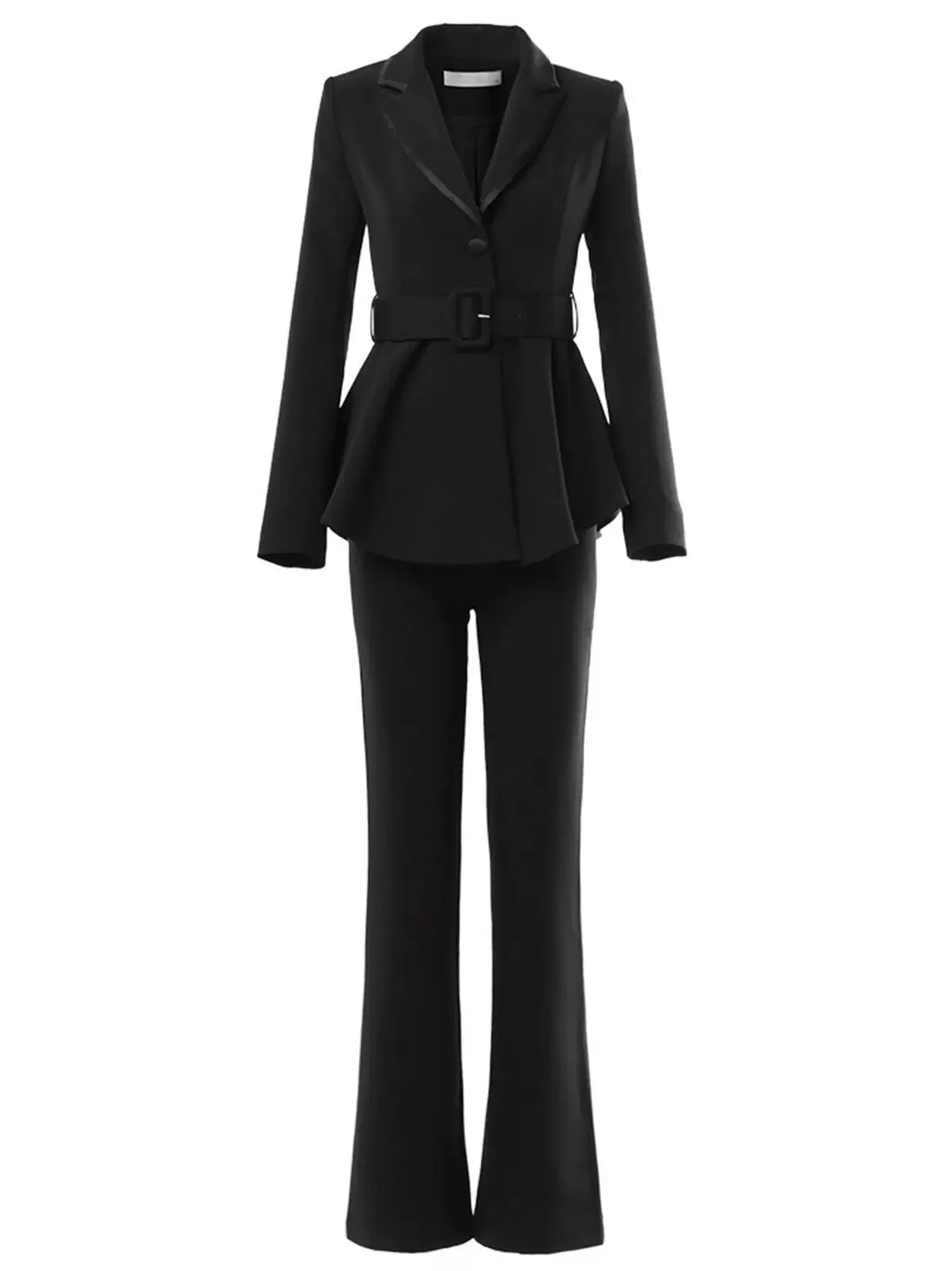 Natasha Black Long Sleeve Blazer & Flare Pants