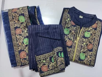 Navy Blue Ethnic Salwar Suit Dupatta (Set of 3)