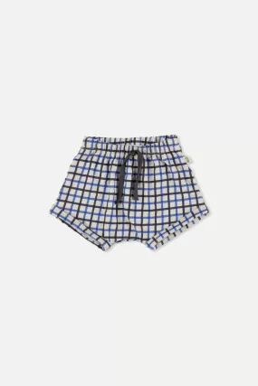 Navy Check Crepe Baby Shorts