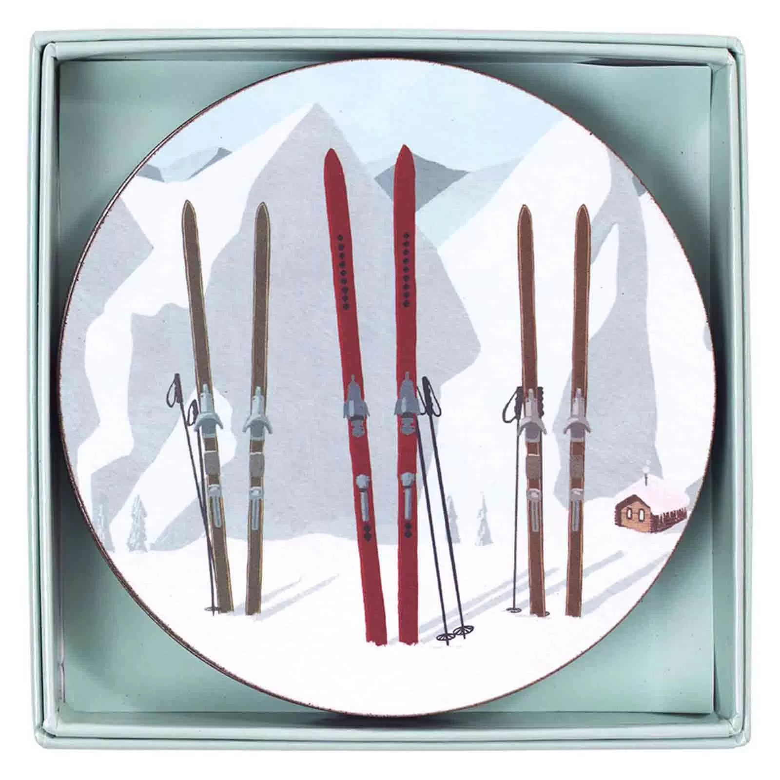 Nordic Ski Round Coaster - Set of 4