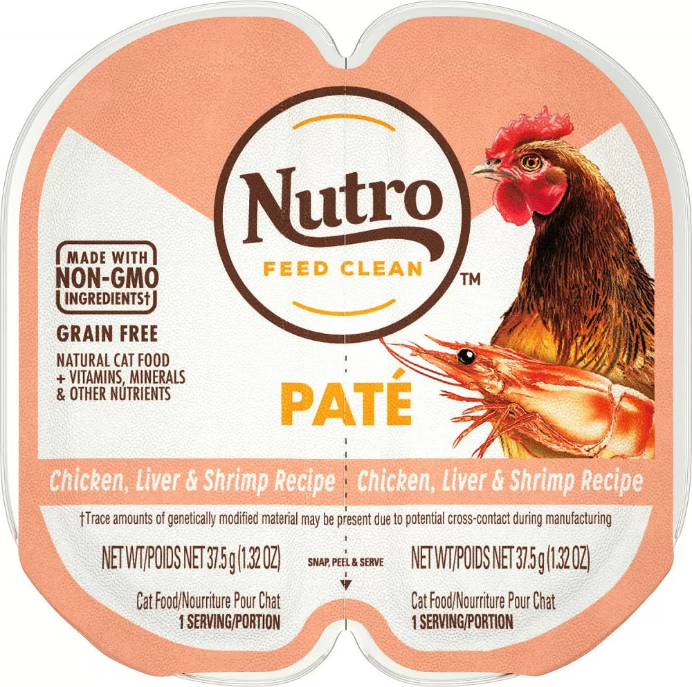 Nutro Perfect Portions Adult Grain Free Chicken, Liver & Shrimp Pate Wet Cat Food Trays