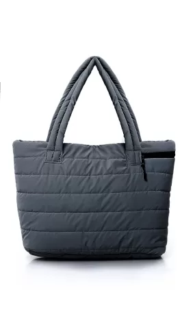 O181883 Zipped Casual Dark Grey Quilted Hand-Bag