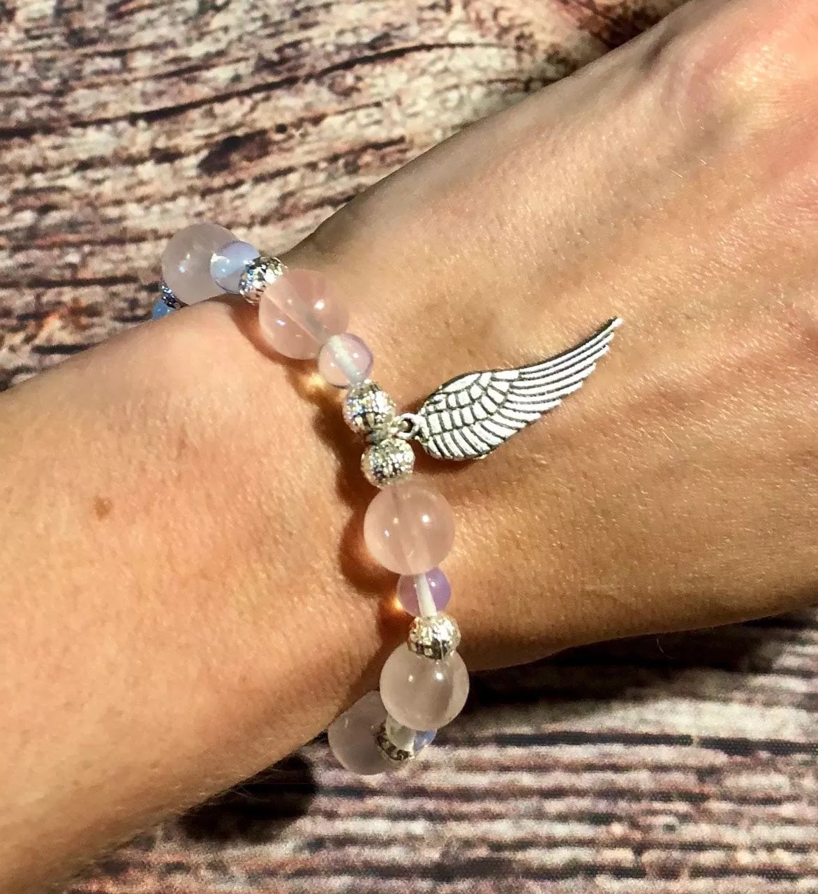 Opalite and Rose Quartz Stretch Bracelet