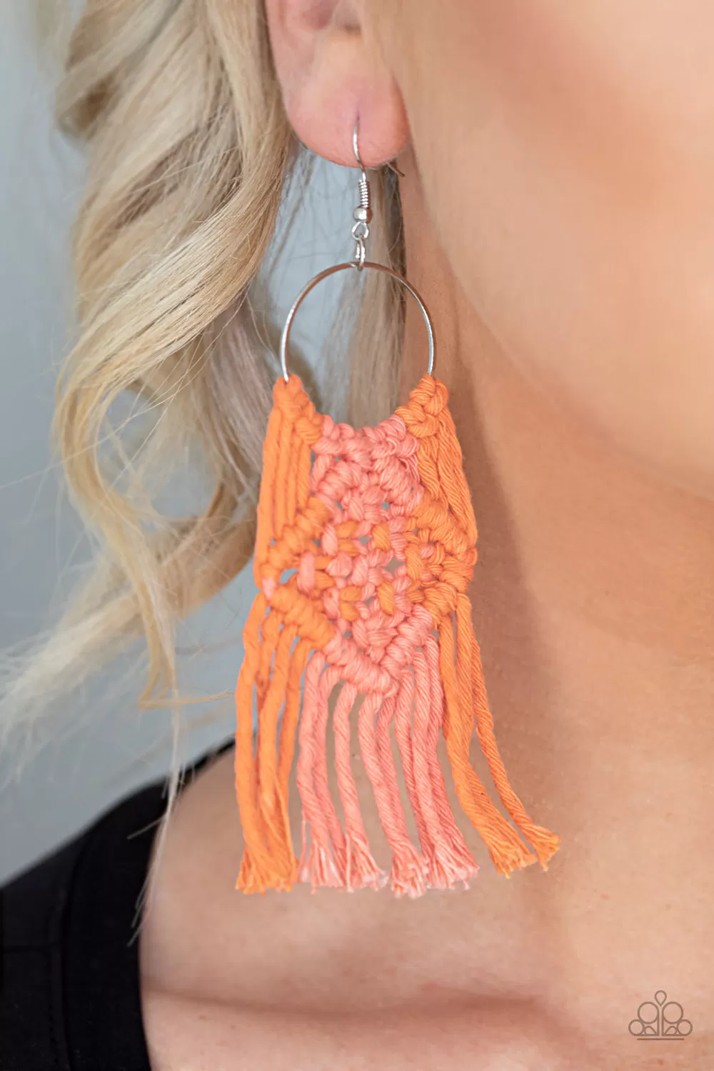 Paparazzi Accessories - Macrame Rainbow - Orange Earrings