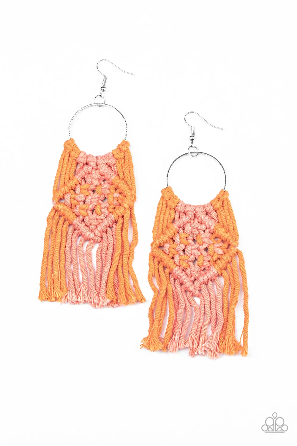 Paparazzi Accessories - Macrame Rainbow - Orange Earrings