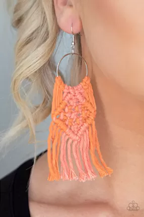 Paparazzi Accessories - Macrame Rainbow - Orange Earrings