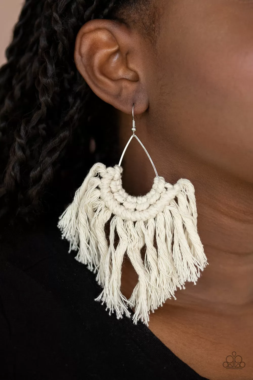 Paparazzi Accessories - Wanna Piece OF MACRAME? - White Earrings