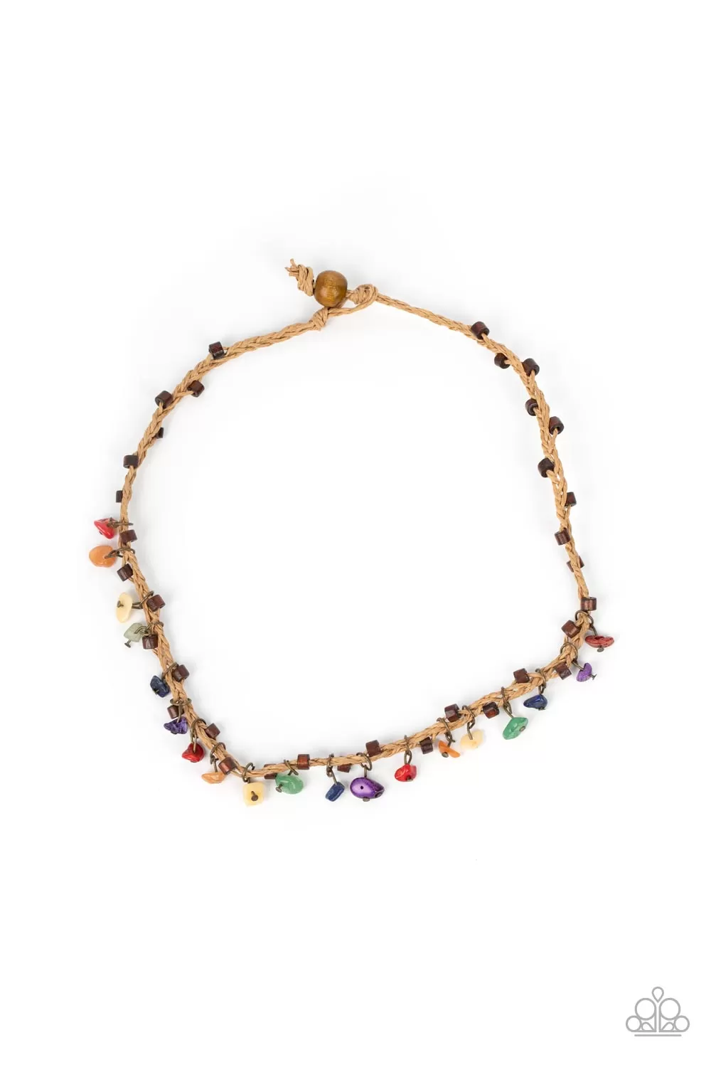 Paparazzi Canyon Voyage - Multi Color Natural Stone and Wooden Accent Necklace