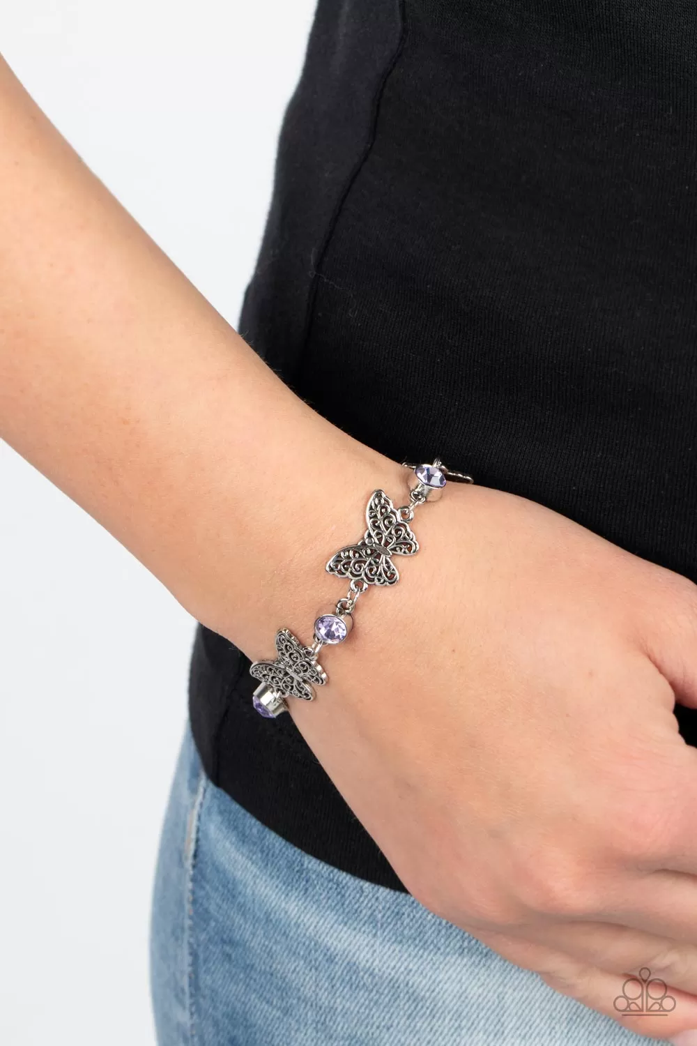 Paparazzi Has a WING to It - Purple Butterfly Bracelet