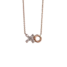 PAVE DIAMOND ROSE GOLD XO NECKLACE