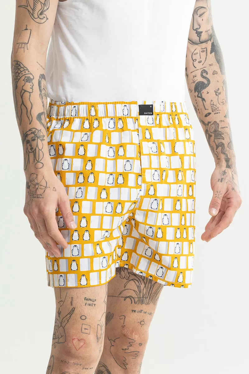 Penguin Box Print Yellow Boxer