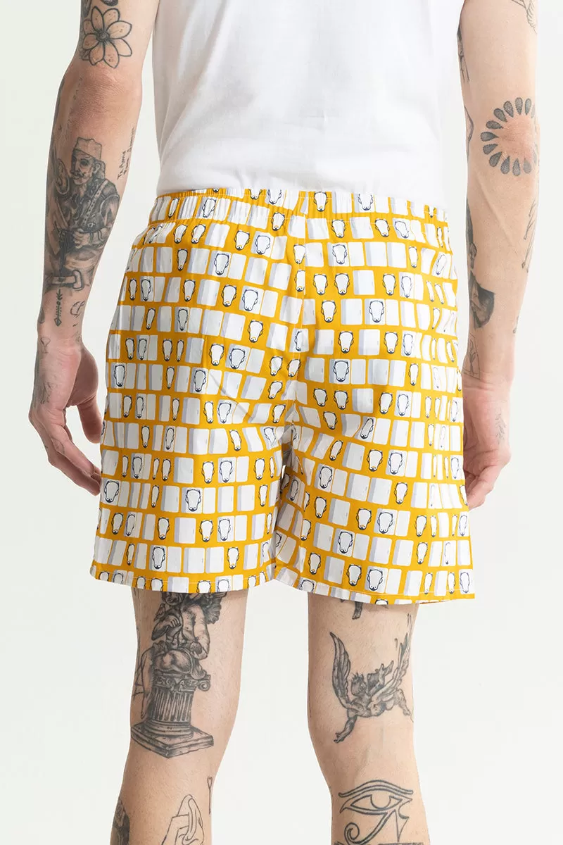 Penguin Box Print Yellow Boxer