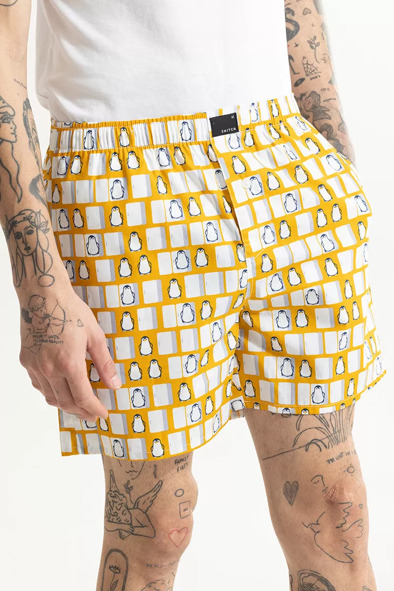 Penguin Box Print Yellow Boxer