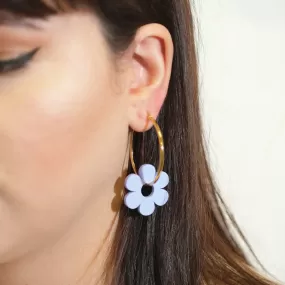 Periwinkle Daisy Hoop Earrings