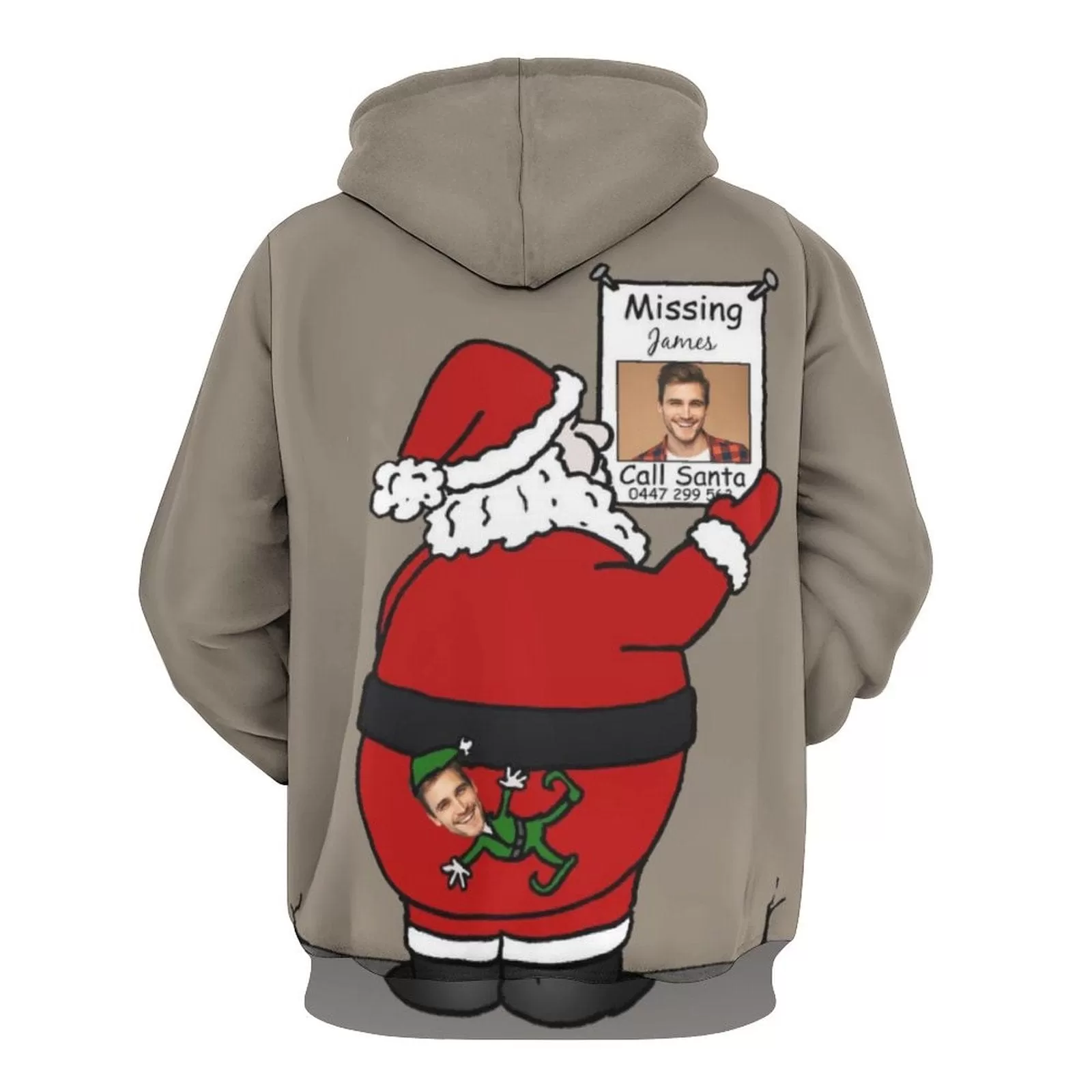 Personalised Funny Hoodies Custom Face Call Santa Hoodie Unisex Large Size DesignYourOwnHoodie Personalized Loose Hoodie Top Outfits