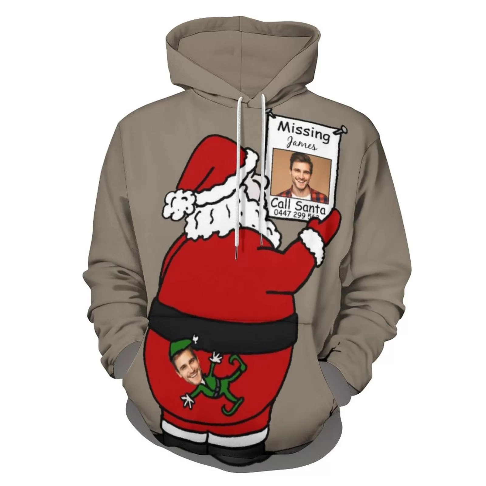 Personalised Funny Hoodies Custom Face Call Santa Hoodie Unisex Large Size DesignYourOwnHoodie Personalized Loose Hoodie Top Outfits