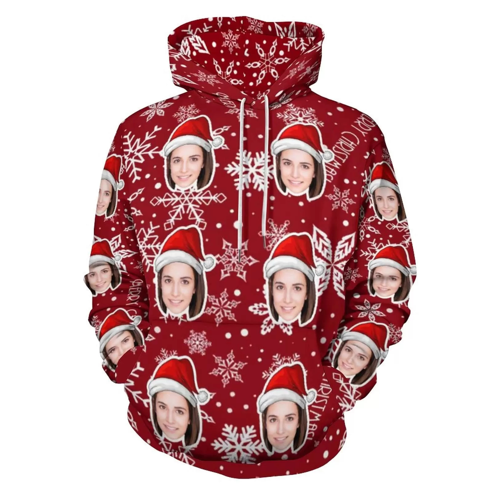 Personalised Hoodies Custom Face Christmas Snowflake Hoodie Unisex Large Size DesignYourOwnHoodie Personalized Loose Hoodie Top Outfits