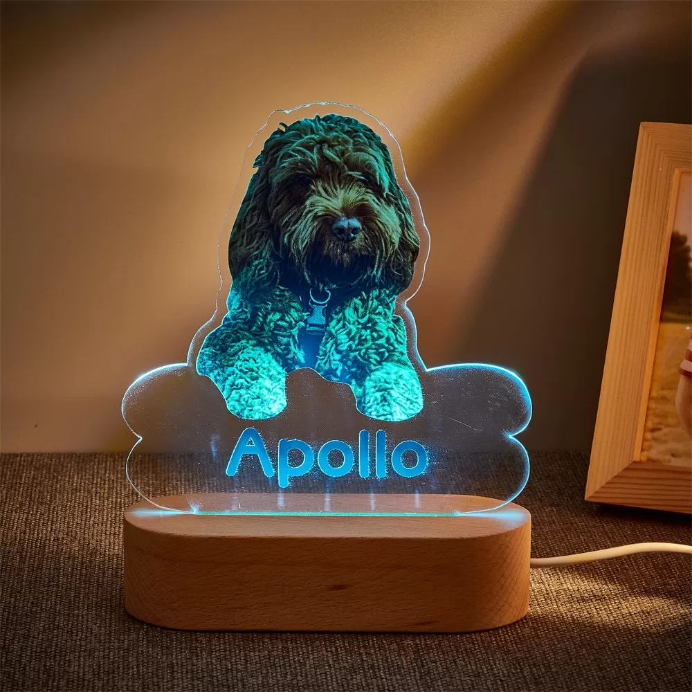 Personalized Pet Shaped LED Night Light Custom Dog Name Table Lamp