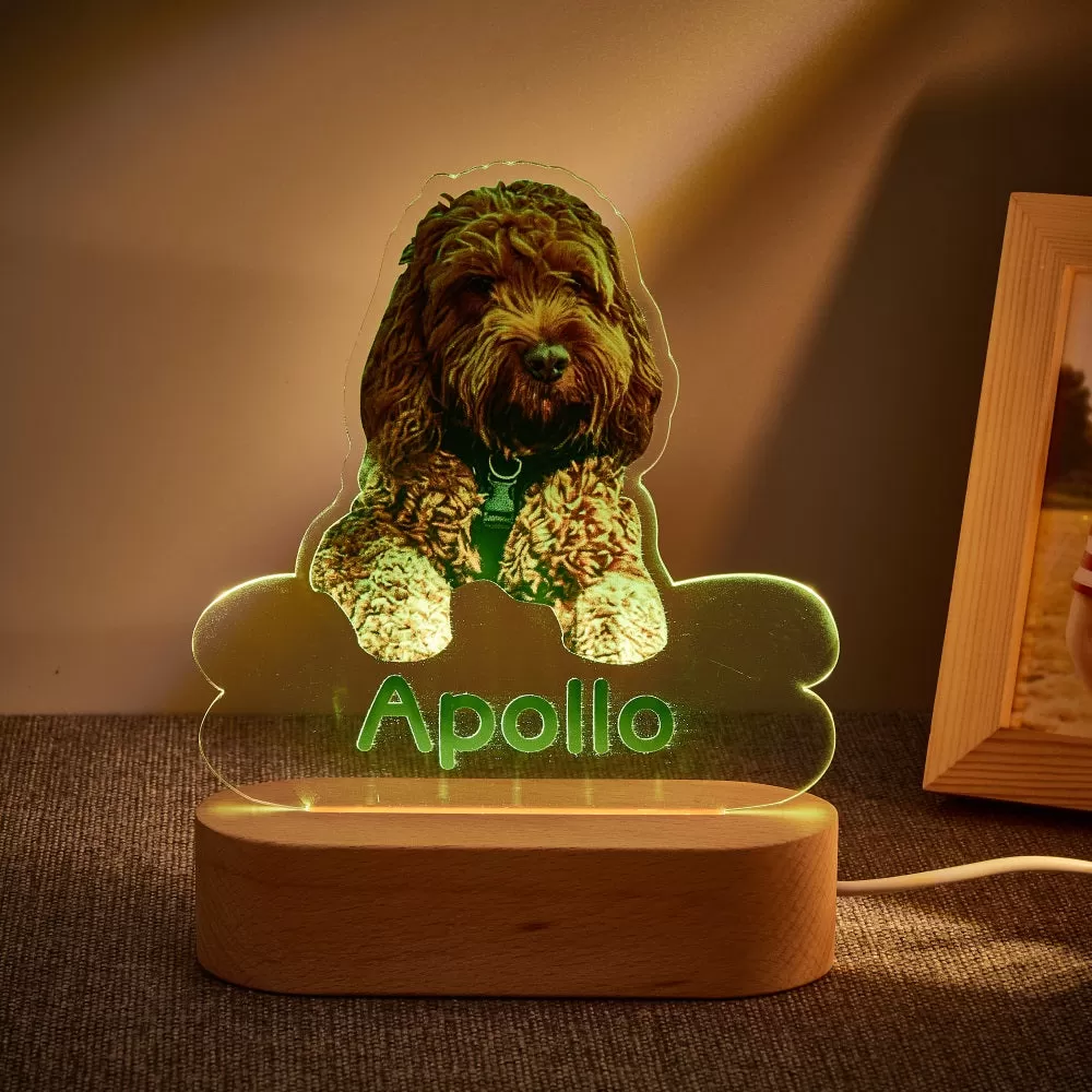 Personalized Pet Shaped LED Night Light Custom Dog Name Table Lamp