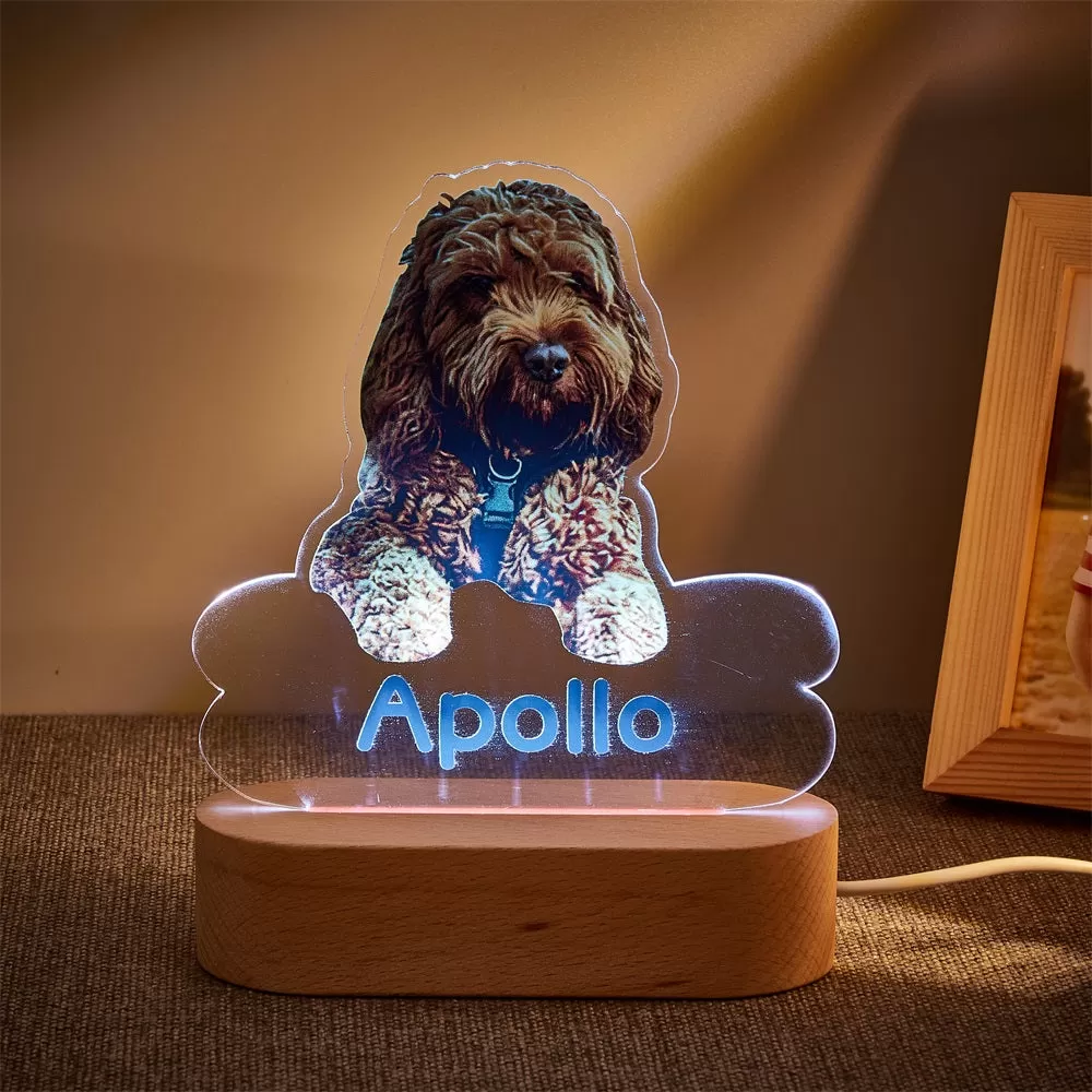 Personalized Pet Shaped LED Night Light Custom Dog Name Table Lamp