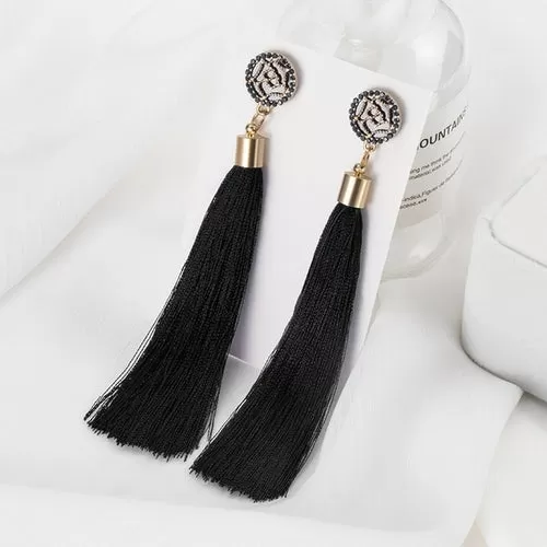 POXAM Fashion Ethnic Long Tassel Drop Earrings For Women Bohemian