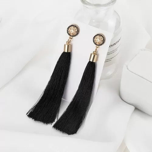 POXAM Fashion Ethnic Long Tassel Drop Earrings For Women Bohemian