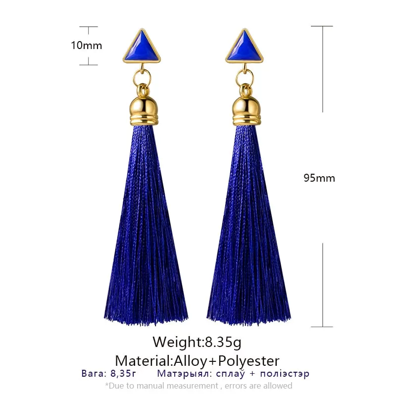 POXAM Fashion Ethnic Long Tassel Drop Earrings For Women Bohemian