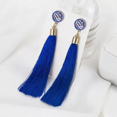 POXAM Fashion Ethnic Long Tassel Drop Earrings For Women Bohemian