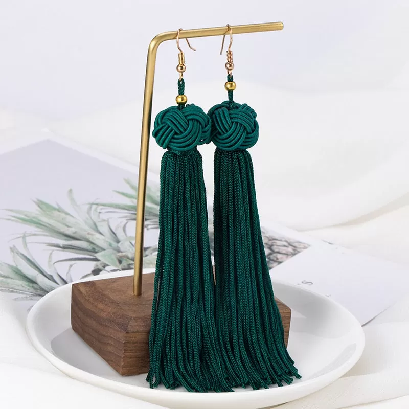 POXAM Fashion Ethnic Long Tassel Drop Earrings For Women Bohemian