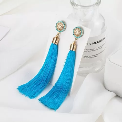 POXAM Fashion Ethnic Long Tassel Drop Earrings For Women Bohemian