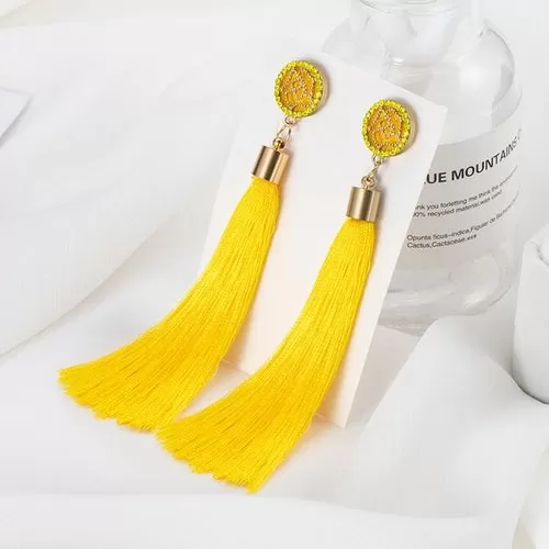 POXAM Fashion Ethnic Long Tassel Drop Earrings For Women Bohemian